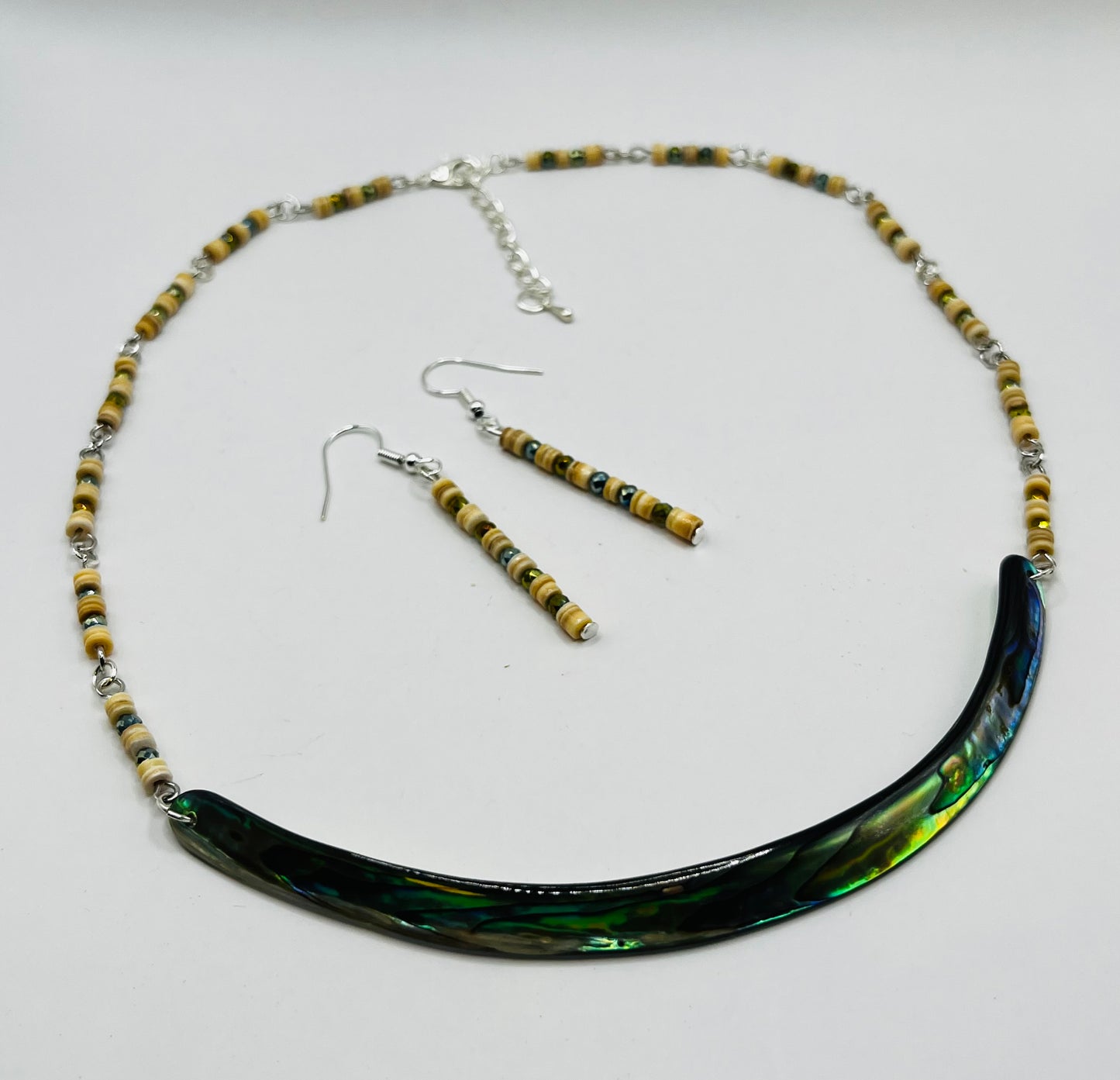 Abalone necklace and earrings set