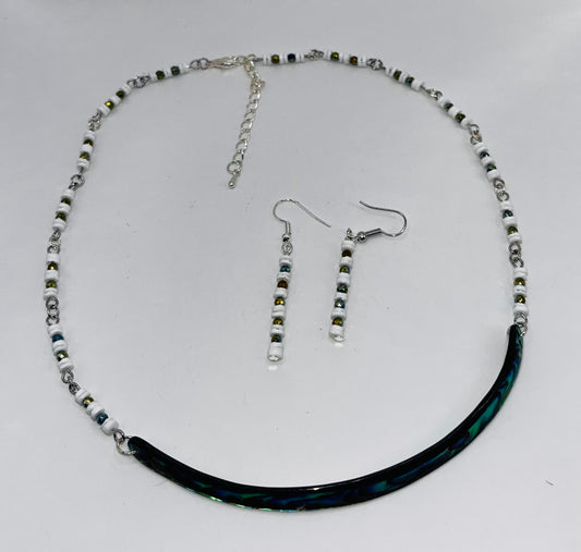 Abalone necklace and earrings set